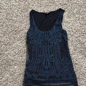 Elegant Black and Blue Sleeveless Tank